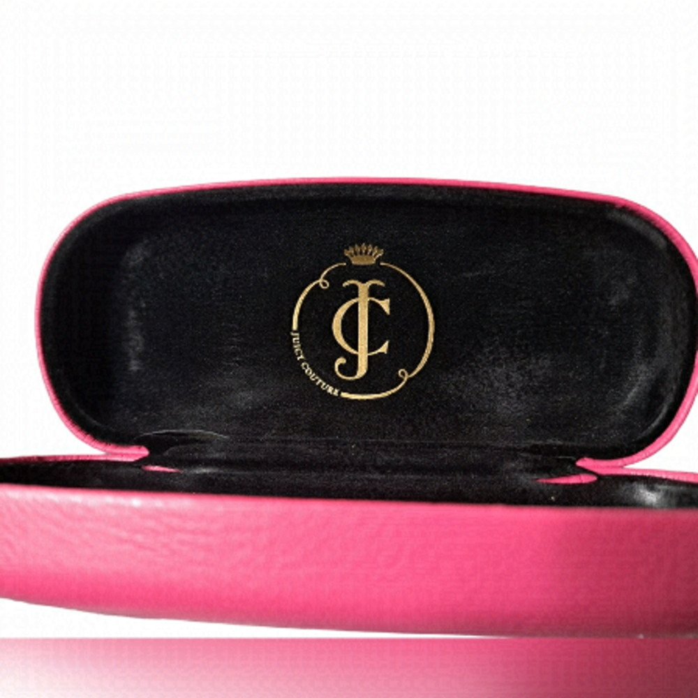 JUICY COUTURE barbiecore PINK glasses case hinged hard shell Used